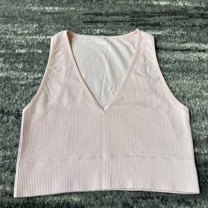 GARAGE Thick Ribbed Deep V Cropped Tank